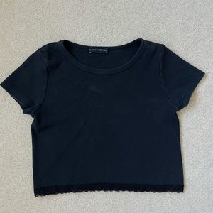 Brandy Melville black cropped tee with lace trim